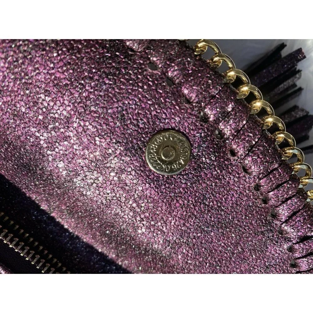 Sondra Roberts purple sparkly wristlet with gold chain details
